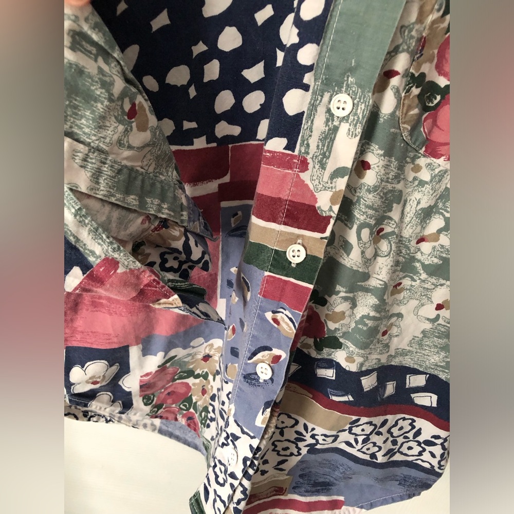 Vintage Capacity Patchwork Patterned Women Button… - image 6